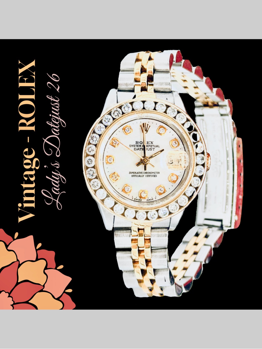 Authentic Ladies Rolex Datejust 26 Diamonds 18k Gold